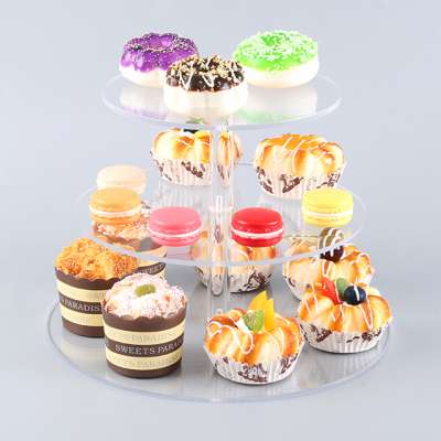 Wholesale custom dessert display PMMA acrylic clear raw material high light reflective unbreakable plastic wedding cake stand