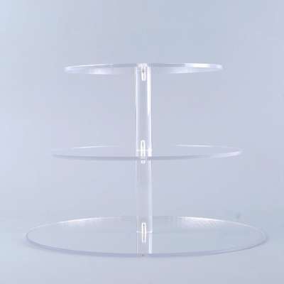 Clear acrylic cupcake stand multilayer 3 tier transparent PMMA plexi glass material cutting display cake box for wedding/party